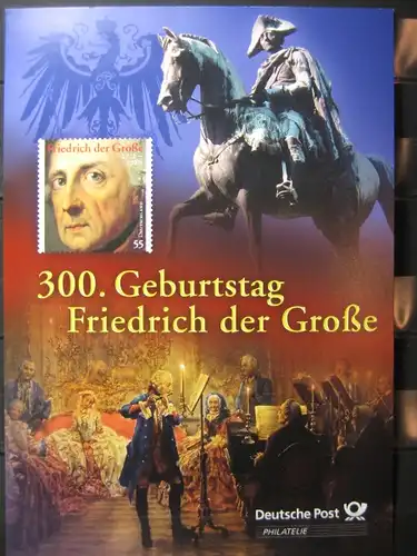Gedenkblatt  Erinnerungsblatt der Deutsche Post: 300. Geburtstag Friedrich der Große, 2012