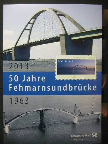 Gedenkblatt  Erinnerungsblatt der Deutsche Post: 50 Jahre Fehmarnsundbrückr