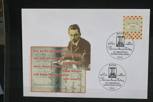 Ersttagsbrief Künstler- Ersttagsbrief FDC der Deutsche Postphilatelie: Rilke