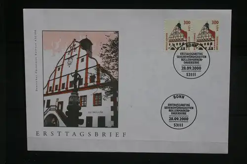 Ersttagsbrief Künstler- Ersttagsbrief FDC der Deutsche Postphilatelie:Sehenswürdigkeiten; 300 Pf. Rathaus Grimma