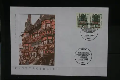 Ersttagsbrief Künstler- Ersttagsbrief FDC der Deutsche Postphilatelie:Sehenswürdigkeiten;  10 Pf. Rathaus Wernigerode
