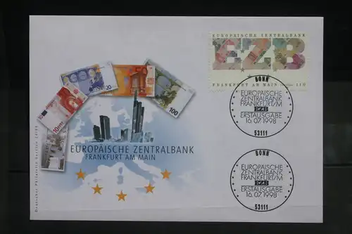 Ersttagsbrief Künstler- Ersttagsbrief FDC der Deutsche Postphilatelie: EZB; Europäische Zentralbank Frankfurt/M.