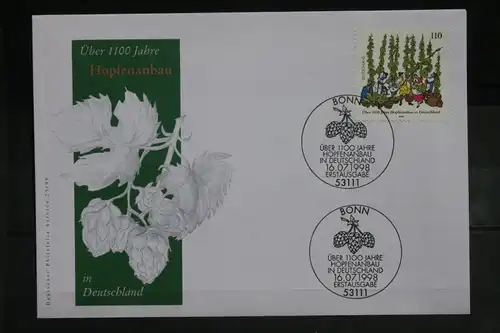 Ersttagsbrief Künstler- Ersttagsbrief FDC der Deutsche Postphilatelie: Hopfenanbau in Deutschland