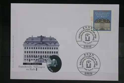 Ersttagsbrief Künstler- Ersttagsbrief FDC der Deutsche Postphilatelie: Franckesche Stiftungen zu Halle
