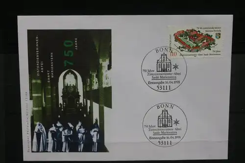 Ersttagsbrief Künstler- Ersttagsbrief FDC der Deutsche Postphilatelie: 750 Jahre Zisterzienserinnen-Abtei Sankt Marienstern