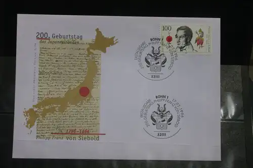 Ersttagsbrief Künstler- Ersttagsbrief FDC der Deutsche Postphilatelie: 200. Geburtstag Phillip F. von Siebold