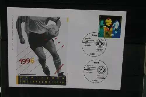 Ersttagsbrief Künstler- Ersttagsbrief FDC der Deutsche Postphilatelie: Deutscher Fußballmeister 1996; BVB Borussia Dortmund