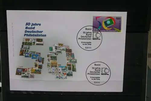 Ersttagsbrief Künstler- Ersttagsbrief FDC der Deutsche Postphilatelie: 50 Jahre Bund Deutscher Philatelisten