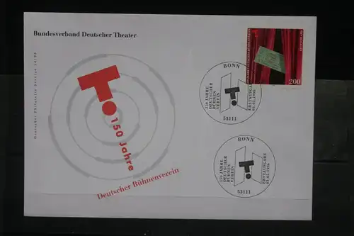 Ersttagsbrief Künstler- Ersttagsbrief FDC der Deutsche Postphilatelie: 150 Jahre Bundesverband Deutscher Theater