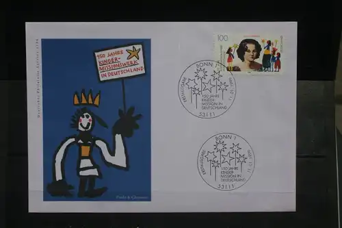 Ersttagsbrief Künstler- Ersttagsbrief FDC der Deutsche Postphilatelie: 150 Jahre Kinder- Missionswerk