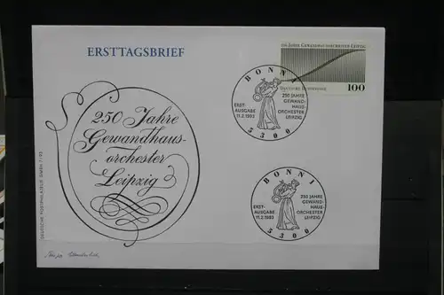 Ersttagsbrief Künstler- Ersttagsbrief FDC der Deutsche Postphilatelie: 250 Jahre Gewandhausorchester Leipzig