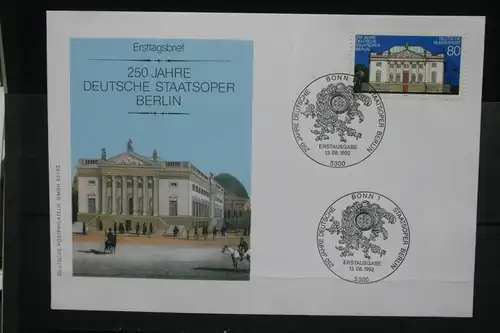 Ersttagsbrief Künstler- Ersttagsbrief FDC der Deutsche Postphilatelie: 250 Jahre Deutsche Staatsoper Berlin