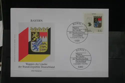 Ersttagsbrief Künstler- Ersttagsbrief FDC der Deutsche Postphilatelie: Wappen der Länder: Bayern