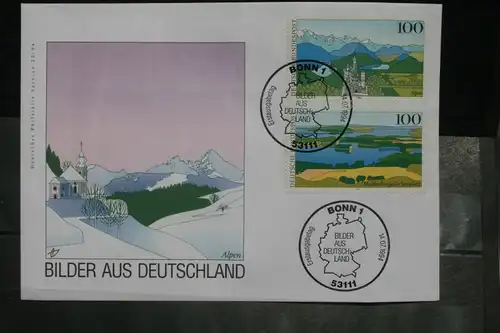 Ersttagsbrief Künstler- Ersttagsbrief FDC der Deutsche Postphilatelie: Bilder aus Deutschland: Alpen, Mecklenburgische Seenplatte