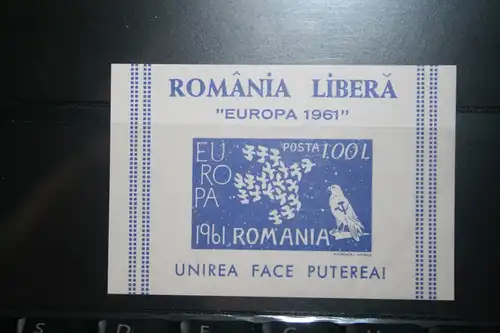 Rumänien CEPT EUROPA-UNION 1961, Propagandablockausgabe 1961, Vignette, ungezähnt, geschnitten