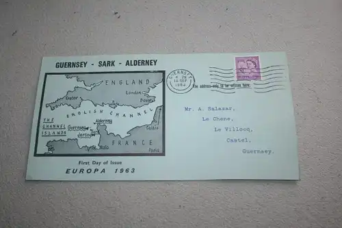 EUROPA-UNION-Mitläufer, CEPT-Mitläufer, FDC, Englische Insel-Lokalpost-Marken: Guernsey-Alderney 1963