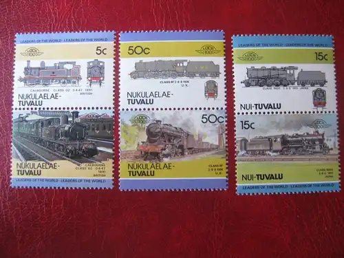 Nukulaeae-Tuvalu, Nui-Tuvalu; Eisenbahn; 6 Werte = 3 ZD