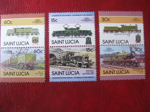 Saint Lucia; Eisenbahn; 6 Werte = 3 ZD