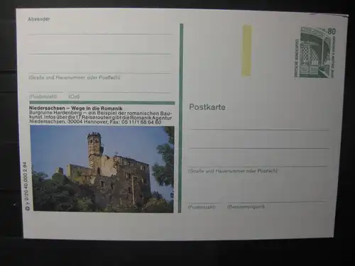 Bildpostkarte Burgruine Hardenberg