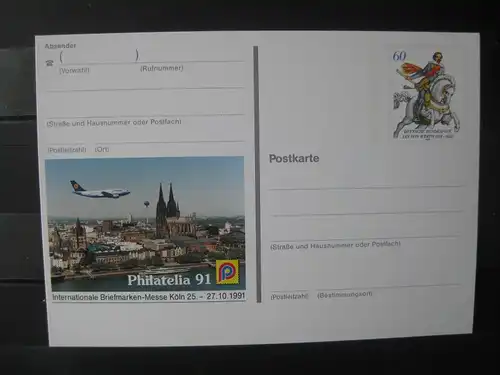 Sonderpostkarte PSo Philatelia 91 Köln