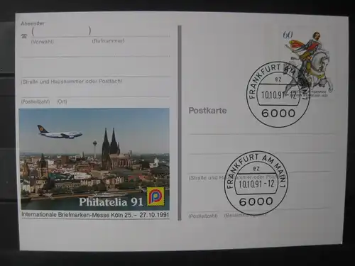 Sonderpostkarte PSo Philatelia 91 Köln