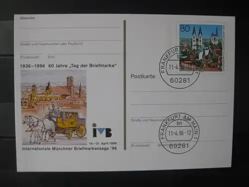 Sonderpostkarte PSo Internationale Münchner Briefmarkentage - 60 Jahre Tag der Briefmarke 1996