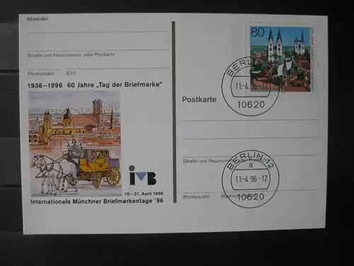 Sonderpostkarte PSo Internationale Münchner Briefmarkentage - 60 Jahre Tag der Briefmarke 1996