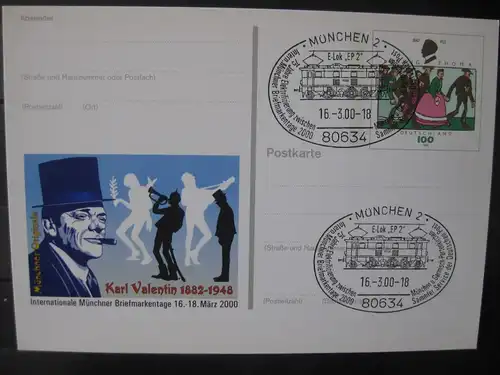 Sonderpostkarte PSo Internationale Münchner Briefmarkentage 2000; Karl Valentin