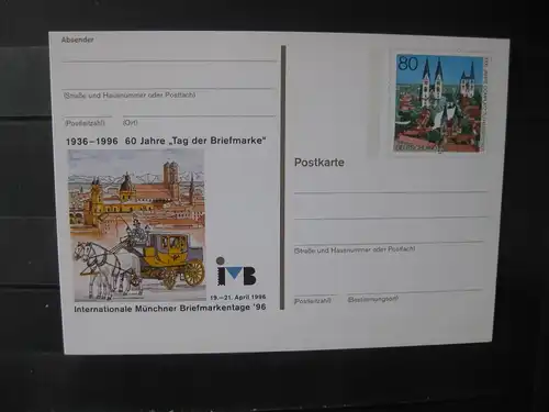 Ganzsache 50 Jahre Deutsche Mark D-Mark, Internationale Münchner Briefmarkentage 1996