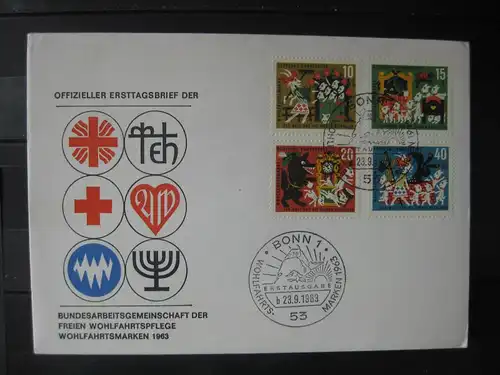 Wohlfahrt 1963 Ersttagsbrief ; Offizieller FDC