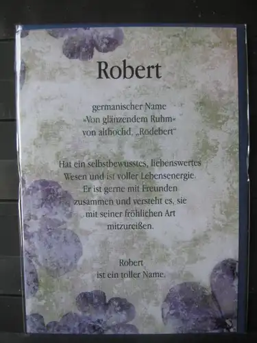 Robert, Namenskarte, Geburtstagskarte, Glückwunschkarte, Personalisierte Karte

