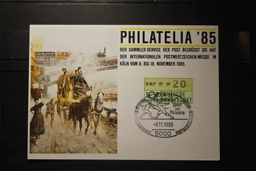 Philatelia 85, Sammlerkarte der Post; SST Sport und Philatelie