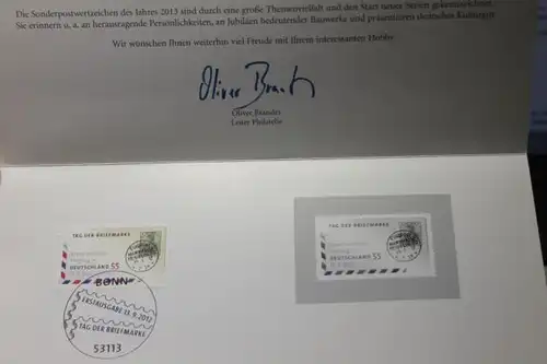 Deutsche Post, Dankeschön Karte 2012 mit Schwarzdruckmarke und Originalmarke