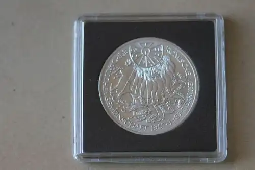 Europäische Gemeinschaft Römische Verträge  10 DM Silbermünze 1987, stg, Münze in besonderer Kapsel, siehe Fotos
