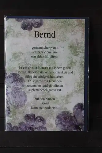 Bernd, Namenskarte, Geburtstagskarte, Glückwunschkarte, Personalisierte Karte

