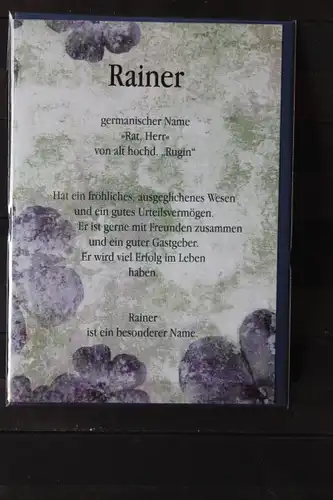 Rainer, Namenskarte, Geburtstagskarte, Glückwunschkarte, Personalisierte Karte

