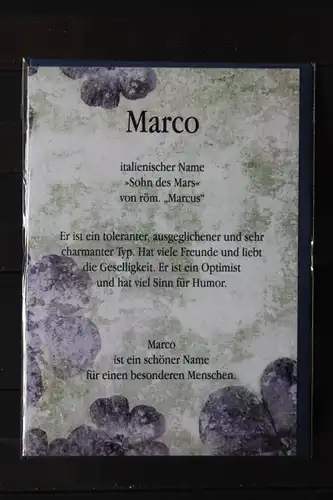 Marco, Namenskarte, Geburtstagskarte, Glückwunschkarte, Personalisierte Karte

