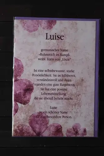 Luise, Namenskarte, Geburtstagskarte, Glückwunschkarte, Personalisierte Karte

