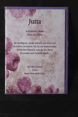 Jutta, Namenskarte, Geburtstagskarte, Glückwunschkarte, Personalisierte Karte

