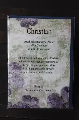 Christian, Namenskarte, Geburtstagskarte, Glückwunschkarte, Personalisierte Karte

