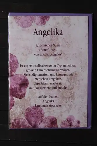 Angelika, Namenskarte, Geburtstagskarte, Glückwunschkarte, Personalisierte Karte

