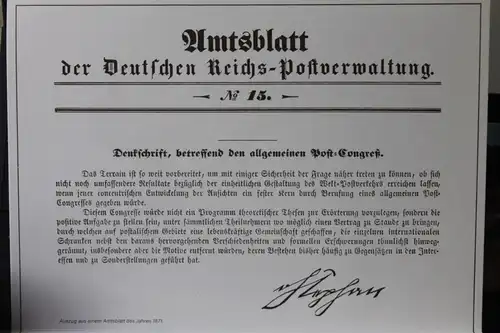 Erinnerungsblatt der Deutsche Post ; Weltpostkongress Hamburg /H. von Stephan; Set von 3 Blättern