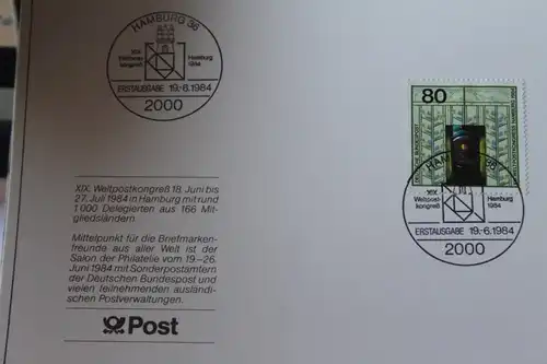 Erinnerungsblatt der Deutsche Post ; Weltpostkongress Hamburg /H. von Stephan; Set von 3 Blättern