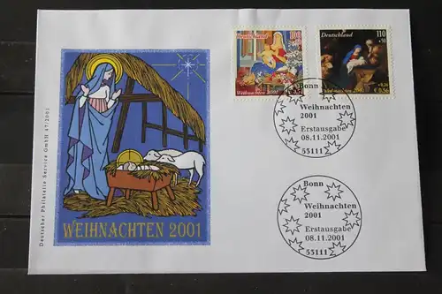 Ersttagsbrief Künstler- Ersttagsbrief FDC der Deutsche Postphilatelie: Weihnachten 2001