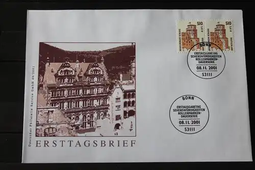 Ersttagsbrief Künstler- Ersttagsbrief FDC der Deutsche Postphilatelie: Freimarke: Sehenswürdigkeiten