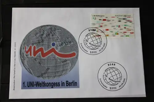 Ersttagsbrief Künstler- Ersttagsbrief FDC der Deutsche Postphilatelie: UNI-Kongress in Berlin; 2001