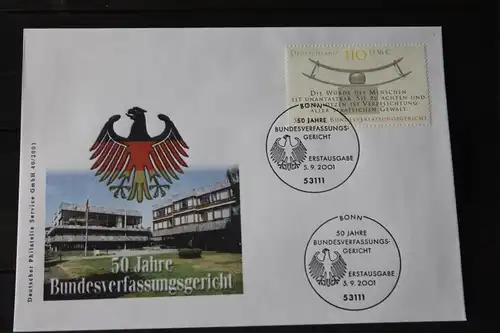 Ersttagsbrief Künstler- Ersttagsbrief FDC der Deutsche Postphilatelie: Bundesverfassungsgericht; 2001