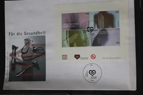 Ersttagsbrief Künstler- Ersttagsbrief FDC der Deutsche Postphilatelie: Für die Gesundheit; 2001