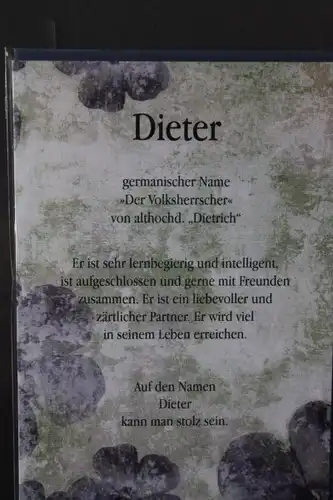 Dieter, Namenskarte, Geburtstagskarte, Glückwunschkarte, Personalisierte Karte

