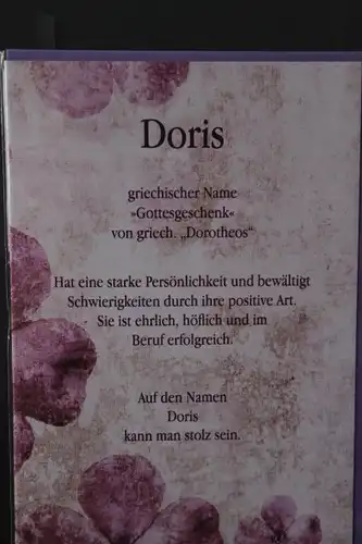 Doris, Namenskarte, Geburtstagskarte, Glückwunschkarte, Personalisierte Karte

